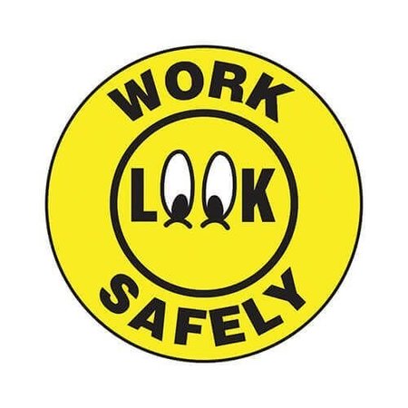 ACCUFORM Hard Hat Sticker, 214 in Length, 214 in Width, LOOK WORK SAFELY Legend, Adhesive Vinyl LHTL328